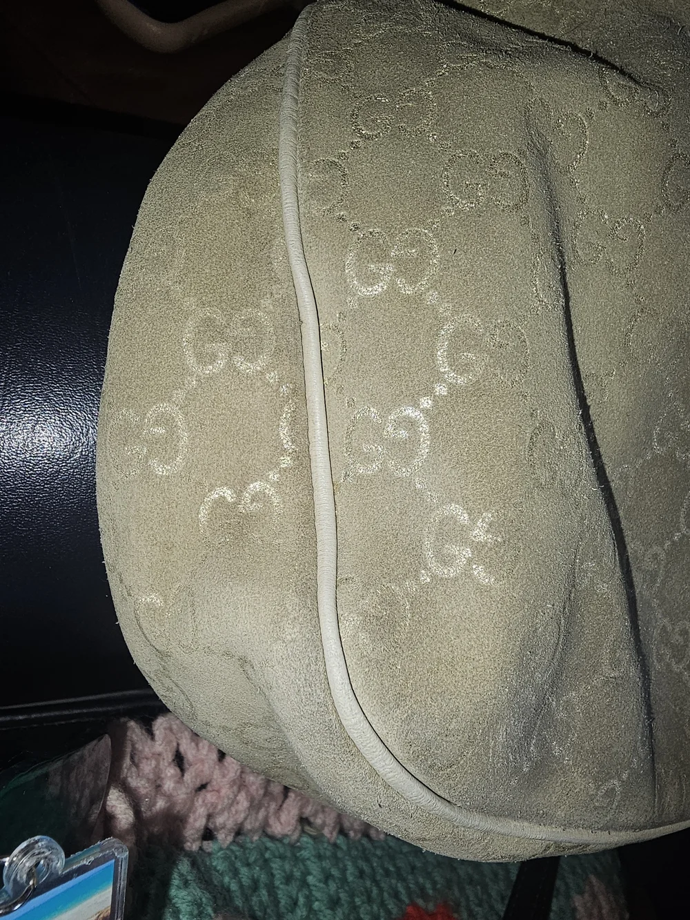 Gucci GREEN/Beige Suede GG Monogram Hobo Bag Limited Edition